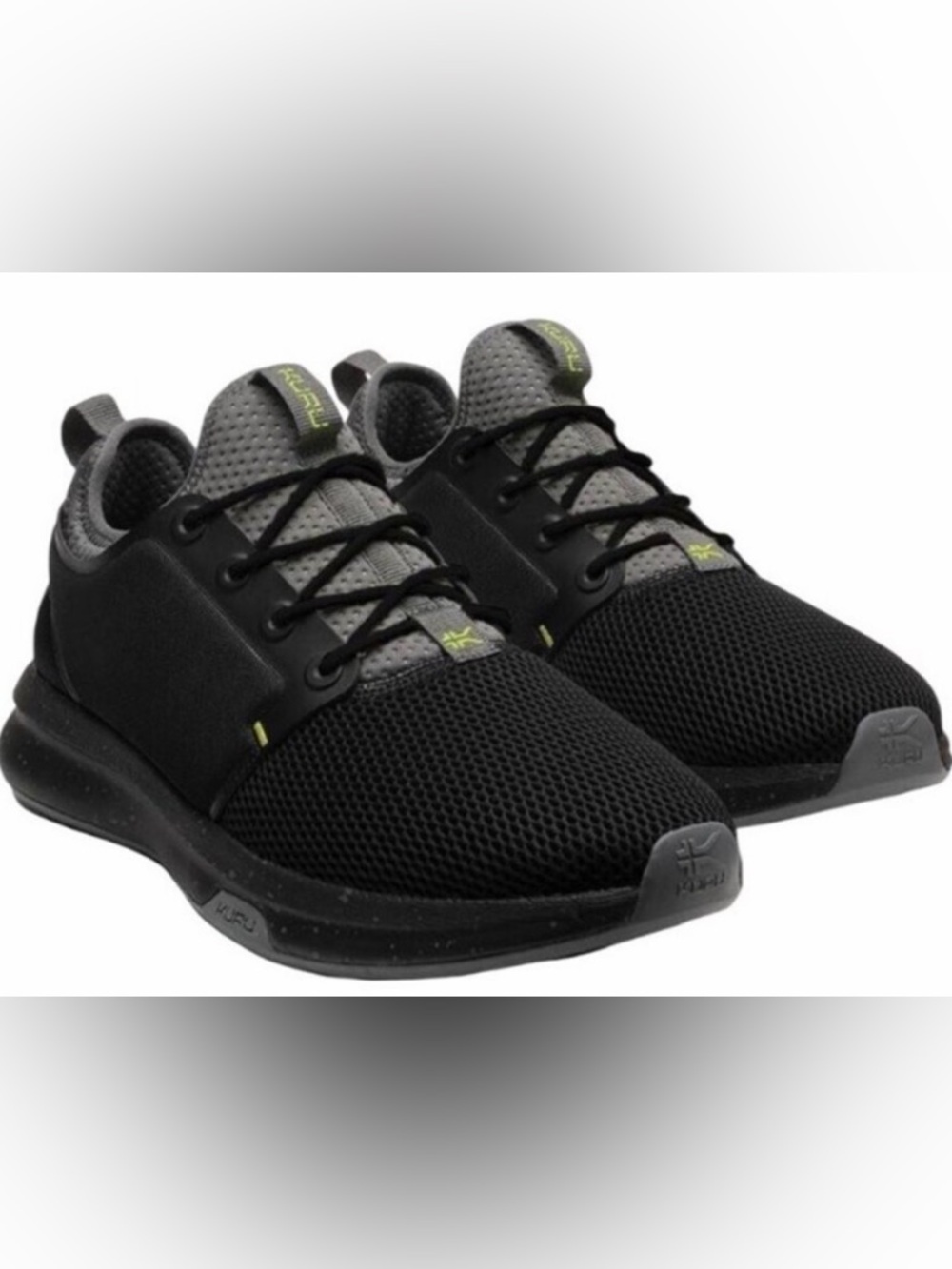 Kuru Atom Orthopedic Sneakers Jet Black Citron Men’s Size 12 New